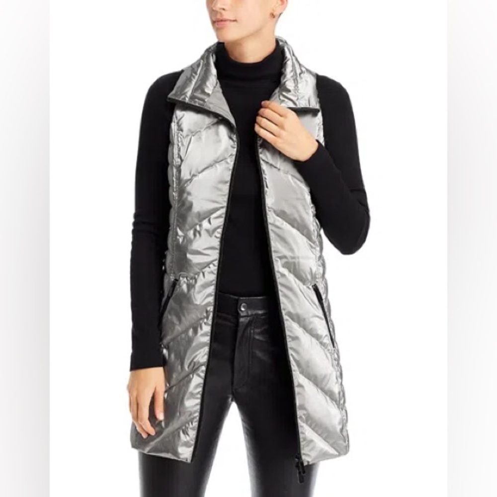 Anorak NWT Duck Down Chevron Quilted Vest long small taupe puffer insulated warm